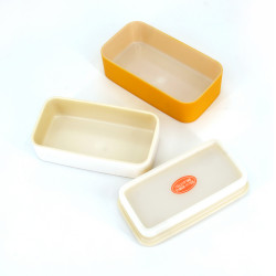 Lonchera rectangular japonesa bento, YAMABUKI NAMICHIDORI, amarillo + palillos