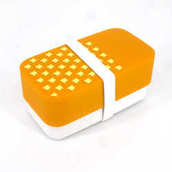 Japanese rectangular bento lunch box, YAMABUKI NAMICHIDORI, yellow + chopsticks