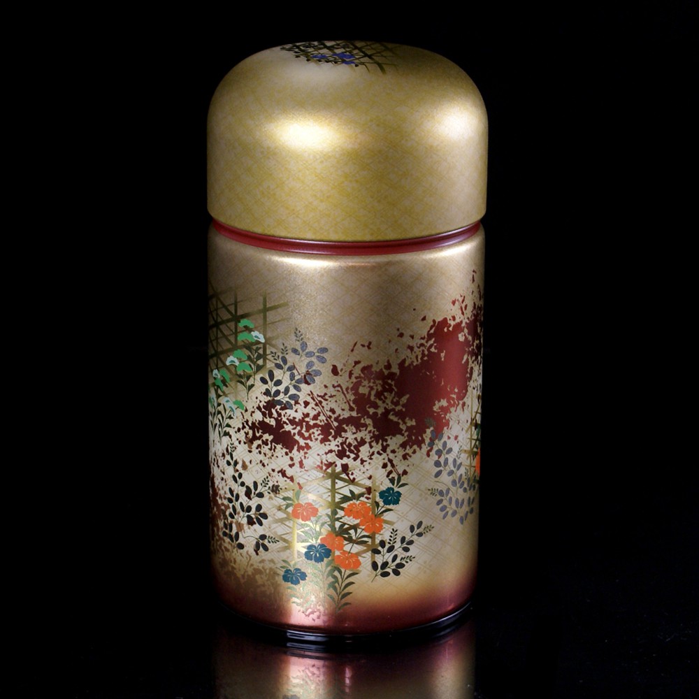Boîte à thé vide rouge à motifs japonais 200g