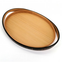 Small oval tray in cherry bark and Akita cedar, KASANEGASANE