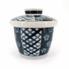 blue japanese tea bowl with lid - chawanmushi - UME