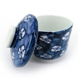 Taza de té japonesa con tapa chawanmushi, UME flores de ciruelo