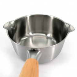 Casseruola in acciaio inox con manico in legno 16 cm