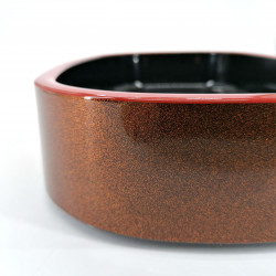 round black resin tray for sushi, HAMAGURI, flowers