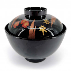 Soup bowl with lid, black and copper - MOMIJI SAKURA