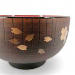 Soup bowl, in imitation wood resin, golden sakura - GORUDENCHERI