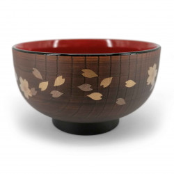 Soup bowl, in imitation wood resin, golden sakura - GORUDENCHERI