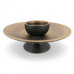 Japanese sauce bowl for tempura, metallic brown, METARIKKU