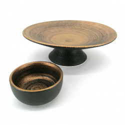 Japanese sauce bowl for tempura, metallic brown, METARIKKU