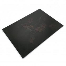 Japanese tray in painted, textured, black wood - SAKURA