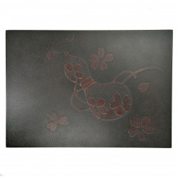 Japanese tray in painted, textured, black wood - SAKURA