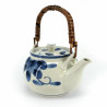 Tetera de cerámica japonesa, interior esmaltado, filtro extraíble, flores azules, HANA