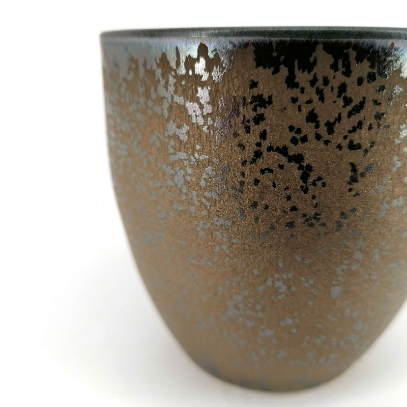 Tazza da tè in ceramica giapponese, marrone, effetto metallico, METARIKKU