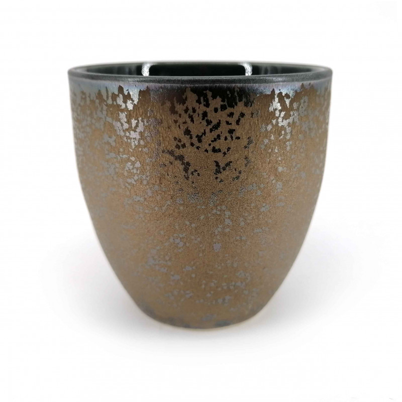 Tazza da tè in ceramica giapponese, marrone, effetto metallico, METARIKKU