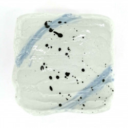 Small Japanese ceramic dish, white, paint splatter, TASUKU