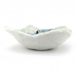 Small Japanese ceramic dish, white, paint splatter, TASUKU