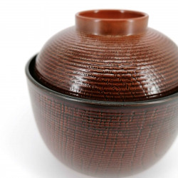 Soup bowl, wood effect, red interior, KI NO KOKA