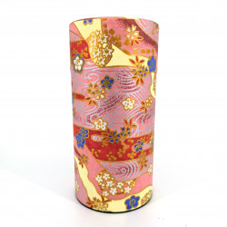 boîte à thé japonaise en papier washi, SHIKISAI, rose