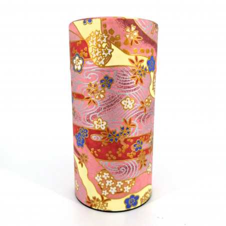 Japanese tea box made of washi paper, SHIKISAI, pink