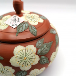 Teiera giapponese tokoname kyusu, TAMAKOSAKU AKA SAKURA, rosso e fiori di ciliegio