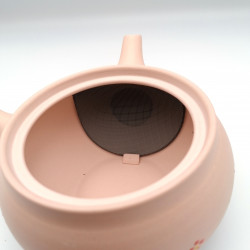 Tetera japonesa tokoname kyusu, PINKU, rosa y flores pequeñas