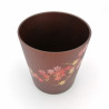 Japanese tea cup in dark natsume wood with gold and silver lacquered maple leaves pattern, MAKIE SAKURA