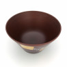 Japanese rice bowl in dark cedar wood with gold and silver lacquered cherry blossom pattern, MAKIE SAKURA