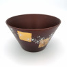 Japanese rice bowl in dark cedar wood with gold and silver lacquered cherry blossom pattern, MAKIE SAKURA