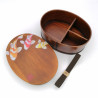 Japanese oval bento lunch box in cedar wood with fish pattern, NISHIKI