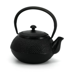 Black enameled Japanese cast iron teapot, ROJI ARARE, 0.4lt