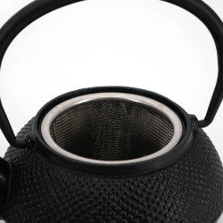 Black enameled Japanese cast iron teapot, ROJI ARARE, 0.4lt