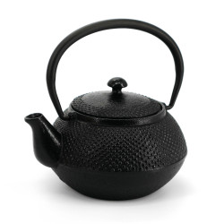 Black enameled Japanese cast iron teapot, ROJI ARARE, 0.4lt