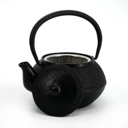 Black enameled Japanese cast iron teapot, ROJI ARARE, 0.4lt