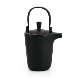 Black enameled Japanese cast iron teapot, ROJI TRIANGLE, 0.4lt