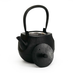 Black enameled Japanese cast iron teapot, ROJI SQUARE, 1lt