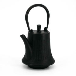 Black enameled Japanese cast iron teapot, ROJI BAMBOO, 0.4lt