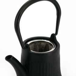 Black enameled Japanese cast iron teapot, ROJI BAMBOO, 0.4lt