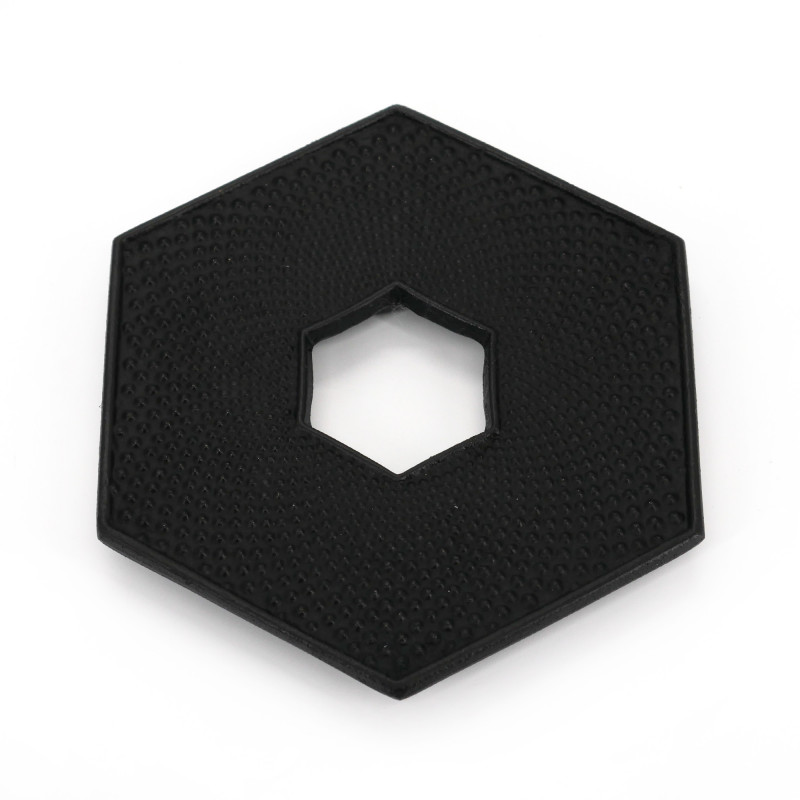 Sous-plat noir en fonte du Japon, ROJI HEXAGONAL