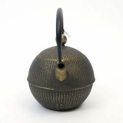 round cast iron teapot from Japan, OIHARU TEMARI 0,5lt, gold black