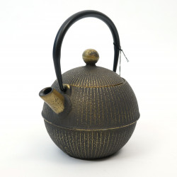 round cast iron teapot from Japan, OIHARU TEMARI 0,5lt, gold black