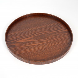 brown wooden round tray, MARUBON, dark brown