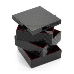 Boîte à repas japonaise jyubako noire motif damier, ICHIMATSU, 15x15x17cm