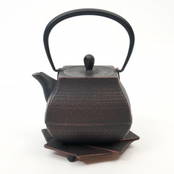 Japanese copper-colored cast iron teapot from Japan, ITCHU-DO SEKITEI + trivet