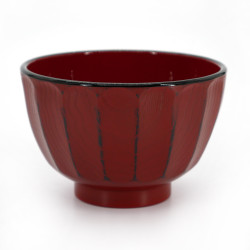 Japanisches schwarzes und rotes Schüsselduo aus Kunstharz, KIKUBORI, 11cm