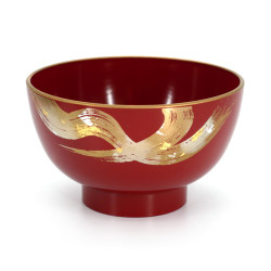 Japanese black and red resin bowl duo with golden pattern, FUGA, 12.5x7.5cm