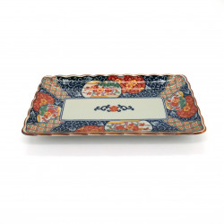 japanese rectangular sushi plate, KOIMARI, blue and red