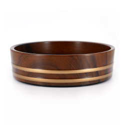 Large resin tray, brown wood pattern and golden lines - MOKU