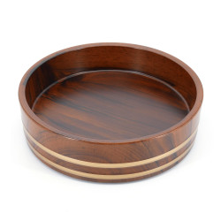 Bandeja grande de resina, diseño de madera marrón y líneas doradas - MOKU