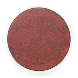 Japanese round plate, AKAKURO, red cracks