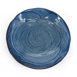 Japanese small round ceramic plate, dark blue - JIMINA - 21cm